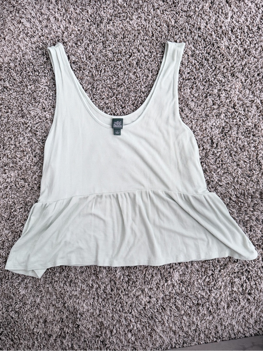 wild fable Cream Ribbed Peplum Tank Top
